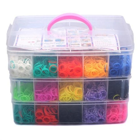 Set Educativ Trendy , Accesorii pentru realizarea Bratarilor din elastic , Rainbow Loom Bands , 9000 piese , Multicolor [2]