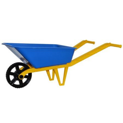 Set gradinarit pentru Micii Fermieri - Roaba de Jucarie Albastra si Unelte de Sapat in Gradina, Lopata, Grebla Rosii [2]