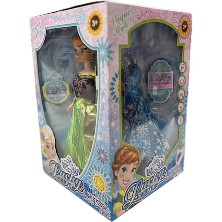 Set Magic Cube 2 Papusi Frozen Anna si Elsa si 2 Rochite, Freeze Princess Vogue Style Series [2]