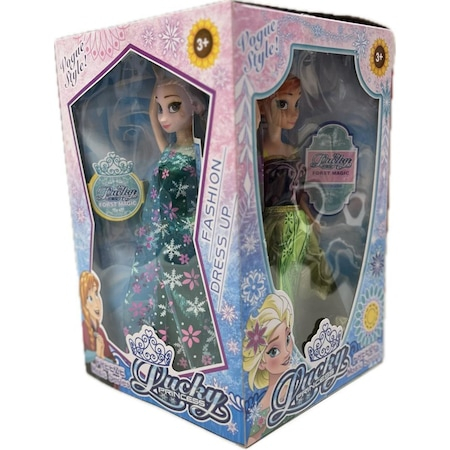 Set Magic Cube 4 Papusi Frozen, 2 Anna si 2 Elsa, 4 Rochite diferite, Freeze Princess Vogue Style Series [2]