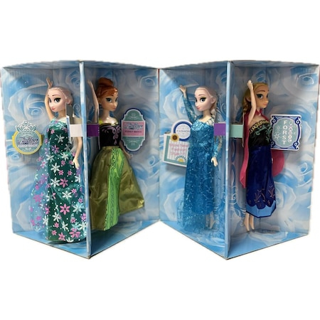 Set Magic Cube 4 Papusi Frozen, 2 Anna si 2 Elsa, 4 Rochite diferite, Freeze Princess Vogue Style Series [5]