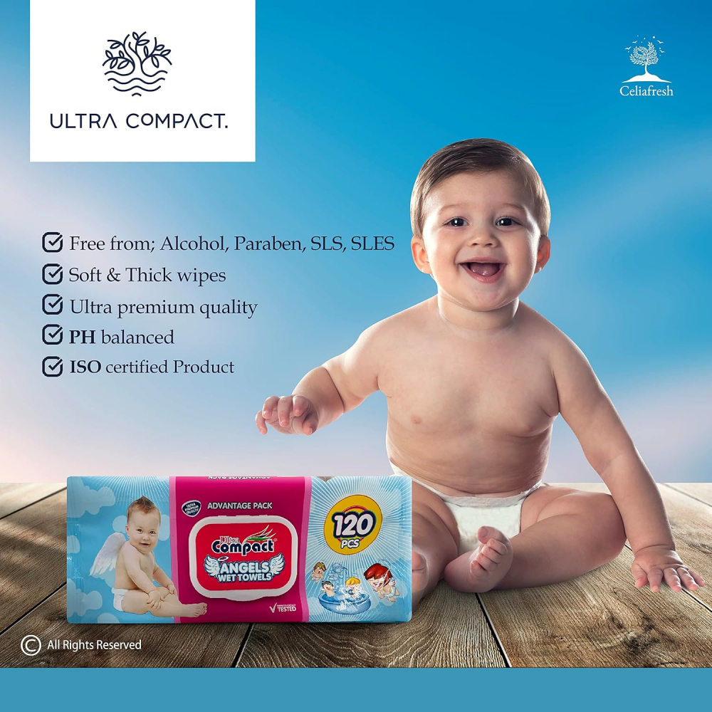 Set Mega Box Servetele Umede cu Capac -  Baby Angels  - 12 pachete x 120, 1440 buc, Large 16x19cm [9]