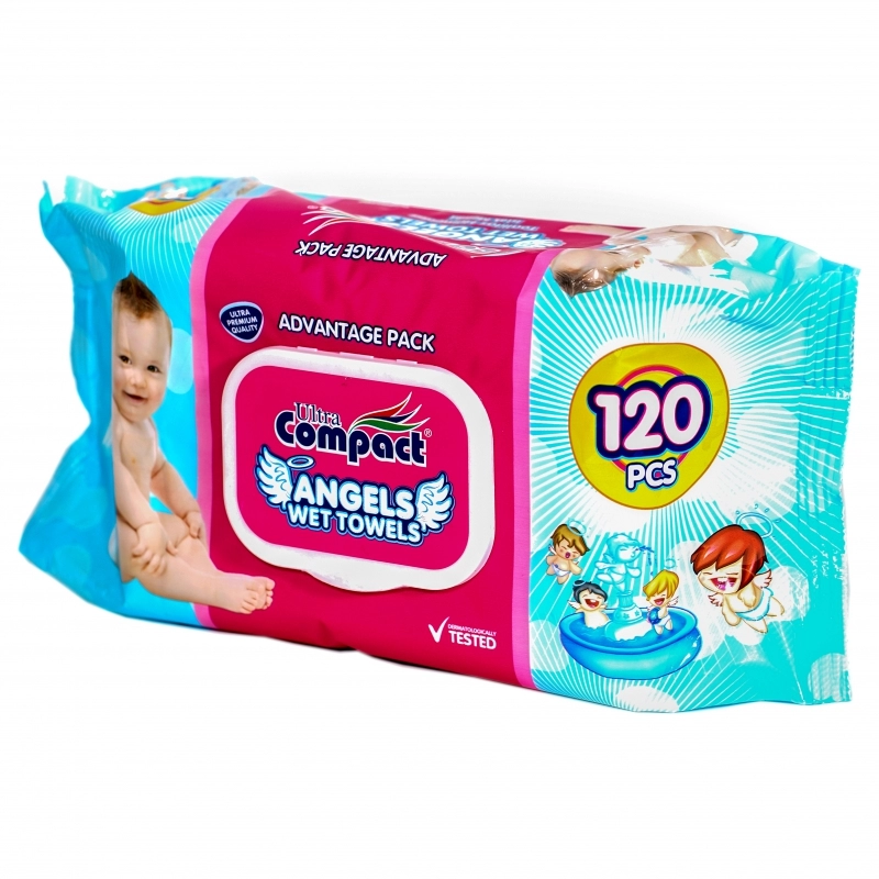 Set Mega Box Servetele Umede cu Capac -  Baby Angels  - 12 pachete x 120, 1440 buc, Large 16x19cm [2]