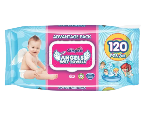 Set Mega Box Servetele Umede cu Capac -  Baby Angels  - 12 pachete x 120, 1440 buc, Large 16x19cm [3]