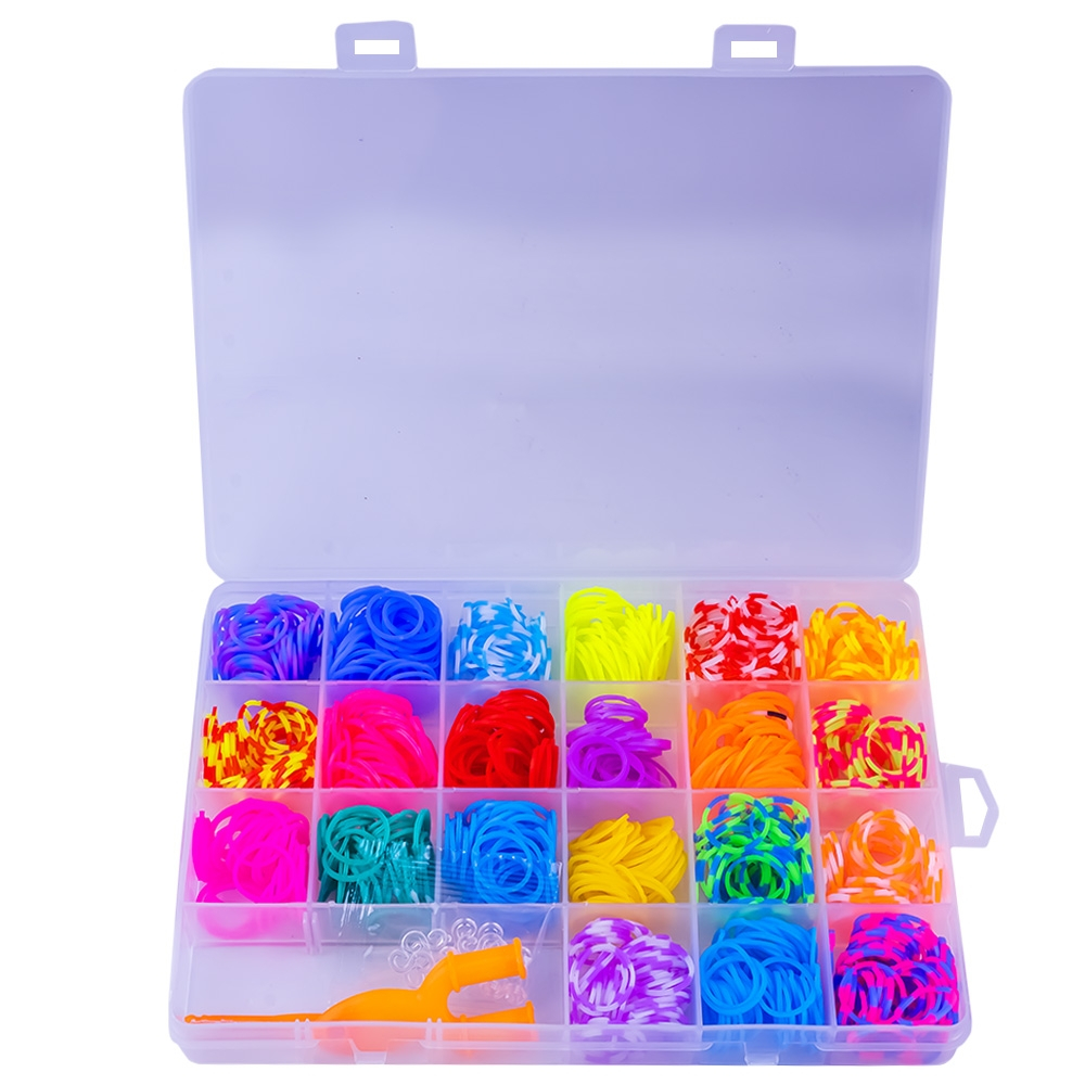 Set Multicreativ cu accesorii pentru realizarea bratarilor din elastic, Trendy Rainbow Loom Bands, 1000 piese [2]