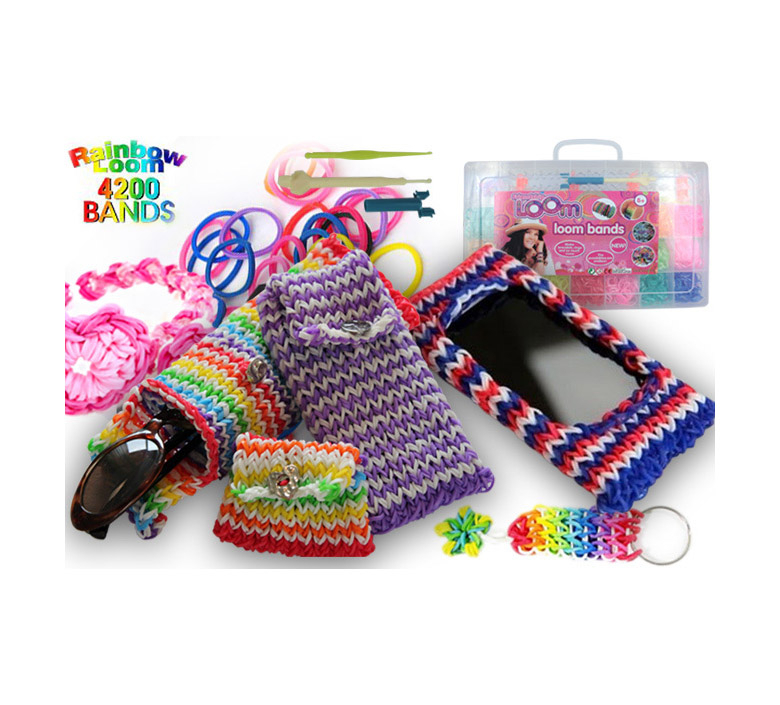 Set Multicreativ cu accesorii pentru realizarea bratarilor din elastic, Trendy Rainbow Loom Bands, 1200 piese [5]