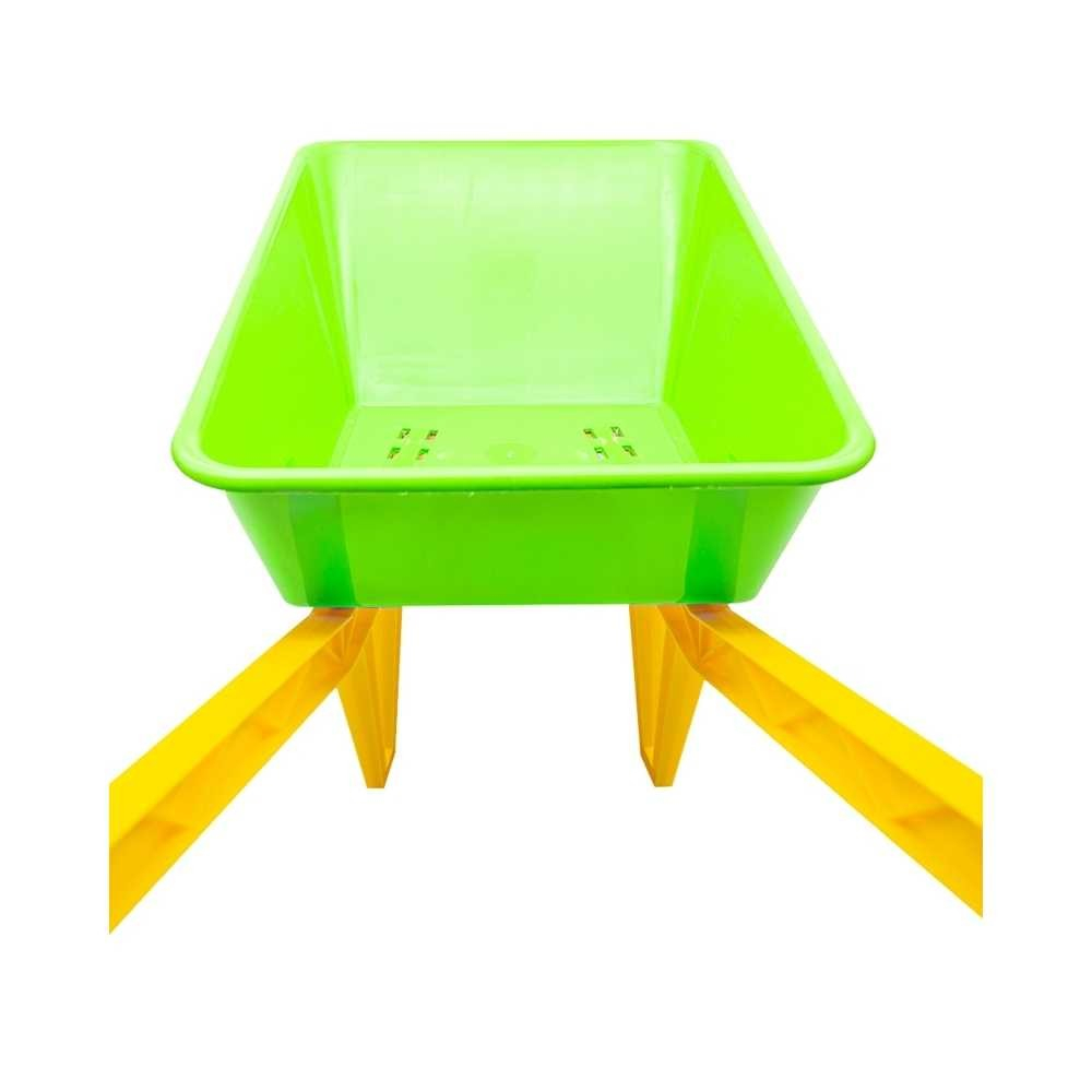 Set Roaba de Jucarie  Verde  pentru Copii, Cu Lopata Si Grebla Galbene ,3 piese, 69x29x25 cm [2]