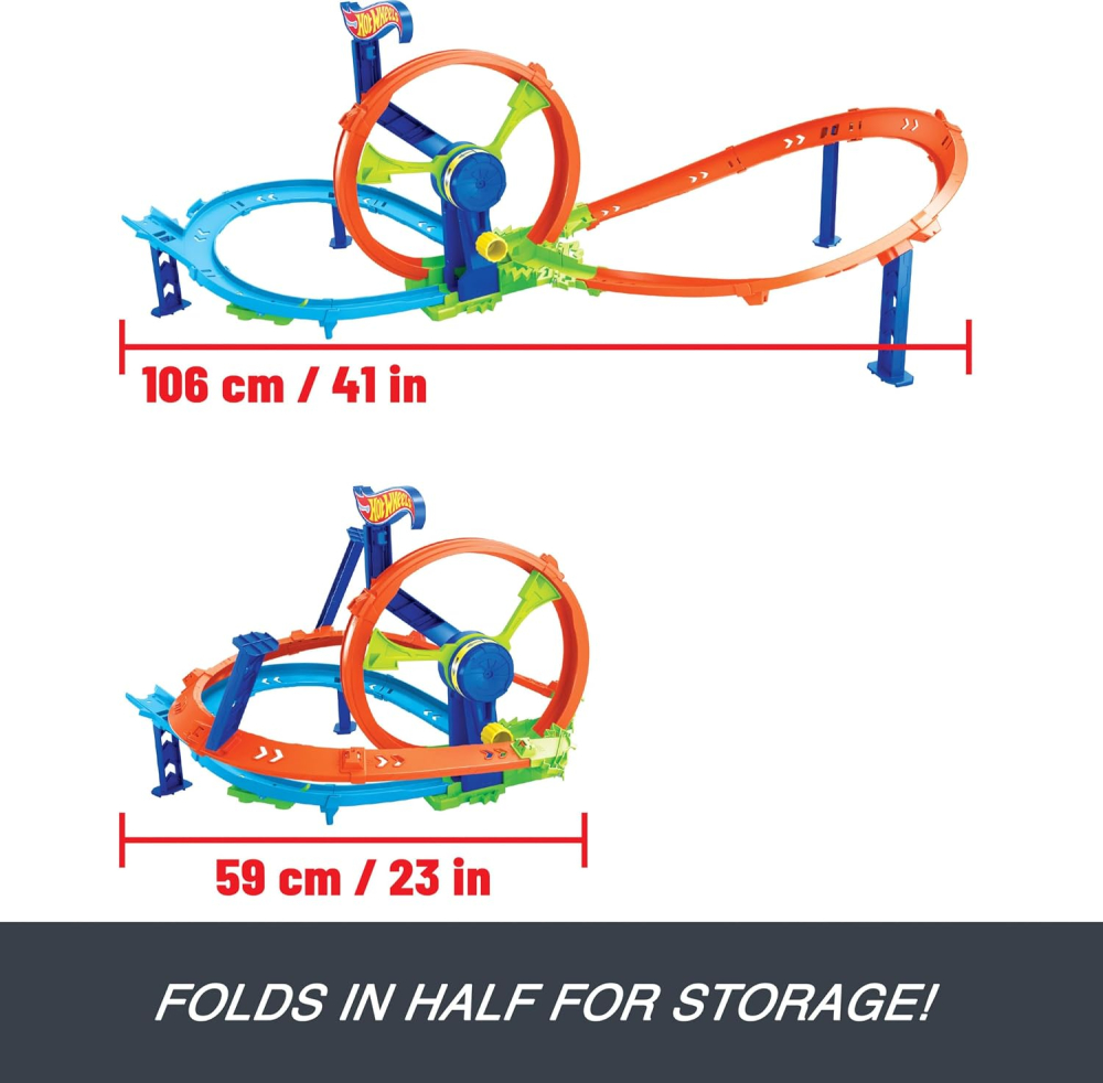 Set de joaca Hot Wheels Stunt Tracks Cursa de Lansare Rapida in Bucla- Racing Turbo Loop - Hot Wheels Rapid Launch & Loop Track Set & Toy Car [2]