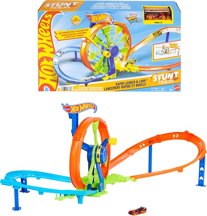 Set de joaca Hot Wheels Stunt Tracks Cursa de Lansare Rapida in Bucla- Racing Turbo Loop - Hot Wheels Rapid Launch & Loop Track Set & Toy Car [3]