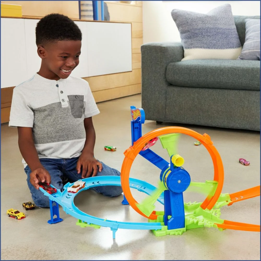 Set de joaca Hot Wheels Stunt Tracks Cursa de Lansare Rapida in Bucla- Racing Turbo Loop - Hot Wheels Rapid Launch & Loop Track Set & Toy Car [10]