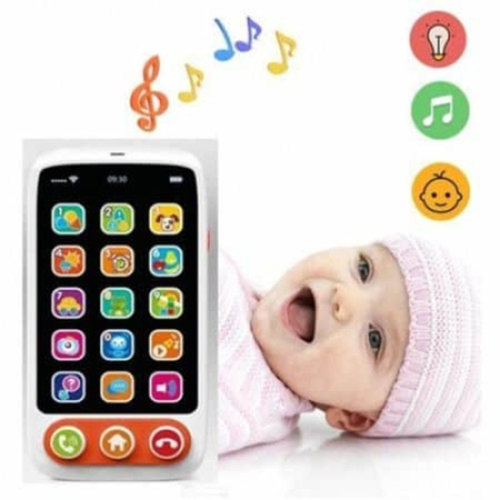 Jucarie Interactiva Smartphone pentru Bebelusi,  Ecran Tactil cu Sunete si Lumini, Functii de Invatare Numere/Recunoastere/Muzica/ Efecte, Volum Reglabil [2]