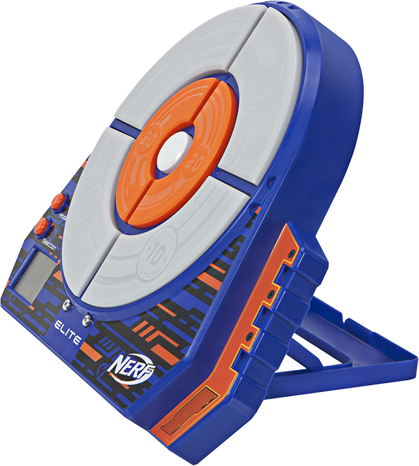 Țintă Digitală Electronică NERF Elite, Ecran LCD cu Lumini și Sunete, are diverse functii si 3 moduri de joc, competitie de punctaj, de viteza si de tinta [5]