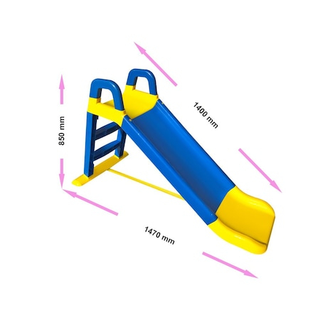 Tobogan Copii "ISP FUN SLIDE", Protectie Laterala Inaltata, pentru Interior si Exterior, Plastic Rezistent, Asamblare Usoara, Usor de Transportat, 140CM, Albastru-Galben [2]