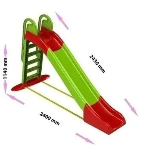 Tobogan Mare  Big Slide , Suprafata Alunecare 243 CM , Anti UV ,  Exterior sau Interior,  Verde/Rosu [1]