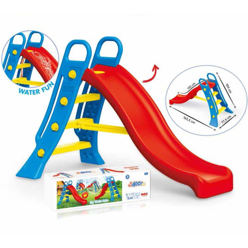 Tobogan Mare pentru Copii Unisex Big Water Slide Rosu cu Albastru, Interior sau Exterior, AntiUV, Scara Lata  Antiderapanta, Manere Rotunjite, Asamblare Rapida [1]