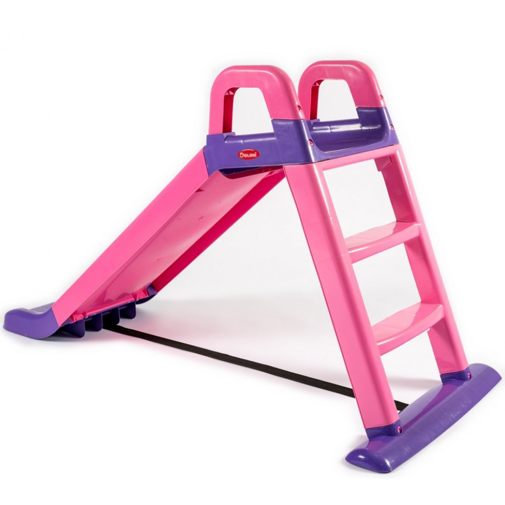 Tobogan pentru Fetite  ,, My  Fun Slide"  Protectie Laterala Inaltata, Interior si Exterior, Plastic Rezistent,  Anti UV, Asamblare Usoara, Usor de Transportat, 140CM, Roz cu Mov [2]
