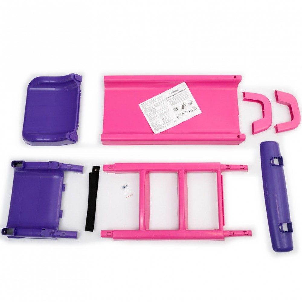 Tobogan pentru Fetite  ,, My  Fun Slide"  Protectie Laterala Inaltata, Interior si Exterior, Plastic Rezistent,  Anti UV, Asamblare Usoara, Usor de Transportat, 140CM, Roz cu Mov [4]