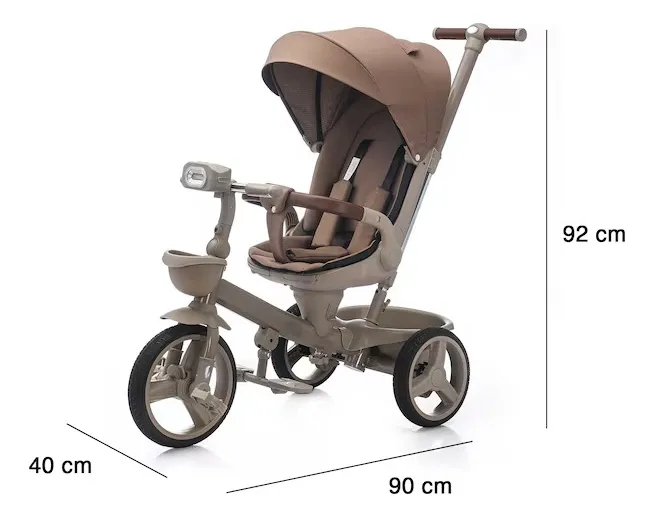 Tricicleta Multifunctionala cu Pozitie de Somn , Scaun Reversibil  cu Rotatie 360 Grade, Sistem "Free Wheel"  Fusion Deluxe Trike,  Far cu Lumini si Sunete -  Roz [4]