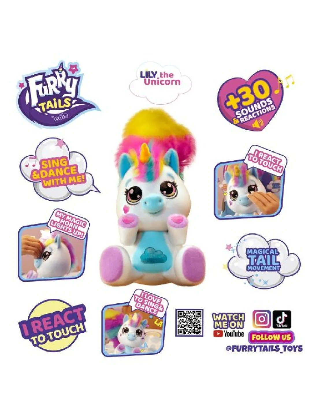 Unicornul Magic  Furry Tails  -  Jucarie  Haioasa Interactiva  care  Reactioneaza la Atingeri si Sunete [4]