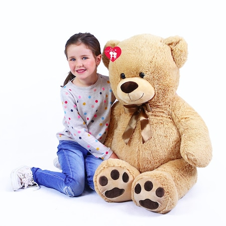 Urs De Plus Gigant cu Fundita Aurie si Ursuletul Pui , 130 CM [3]