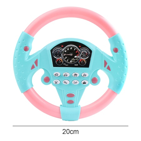 Volan de jucarie cu sunete, 20cm, Plastic, Roz/Albastru [2]