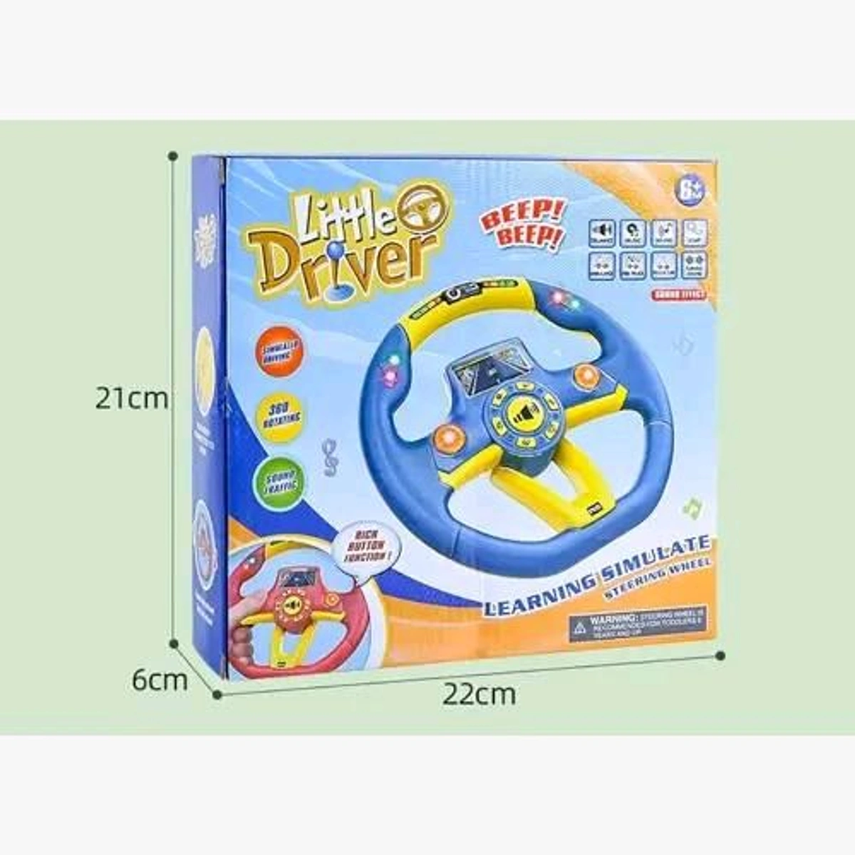 Volan de Jucarie Interactiv  pentru Bebelusi Simulator de Condus, cu Suport si Prindere Ventuze, Rotire 360 grade -  Little Driver Learning Simulation Steering Wheel - Culoare Rosu / Galben  6 Luni + [10]