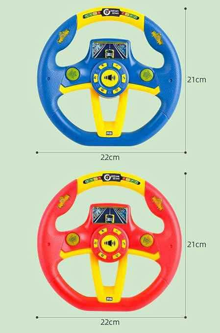 Volan de Jucarie Interactiv  pentru Bebelusi Simulator de Condus, cu Suport si Prindere Ventuze, Rotire 360 grade -  Little Driver Learning Simulation Steering Wheel - Culoare Rosu / Galben  6 Luni + [2]
