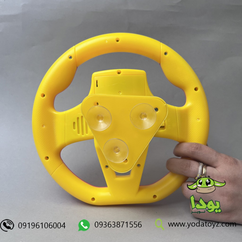 Volan de Jucarie Interactiv  pentru Bebelusi Simulator de Condus, cu Suport si Prindere Ventuze, Rotire 360 grade -  Little Driver Learning Simulation Steering Wheel - Culoare Rosu / Galben  6 Luni + [9]