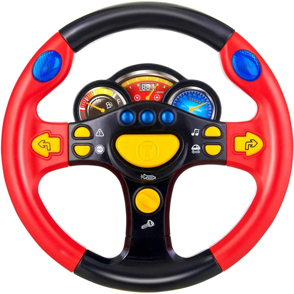 Volan de Jucarie Pentru Copii, Sunete si Lumini - Steering Wheel Rosu/ Negru [3]