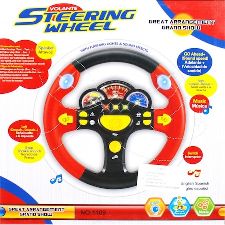 Volan de Jucarie Pentru Copii, Sunete si Lumini - Steering Wheel Rosu/ Negru [4]