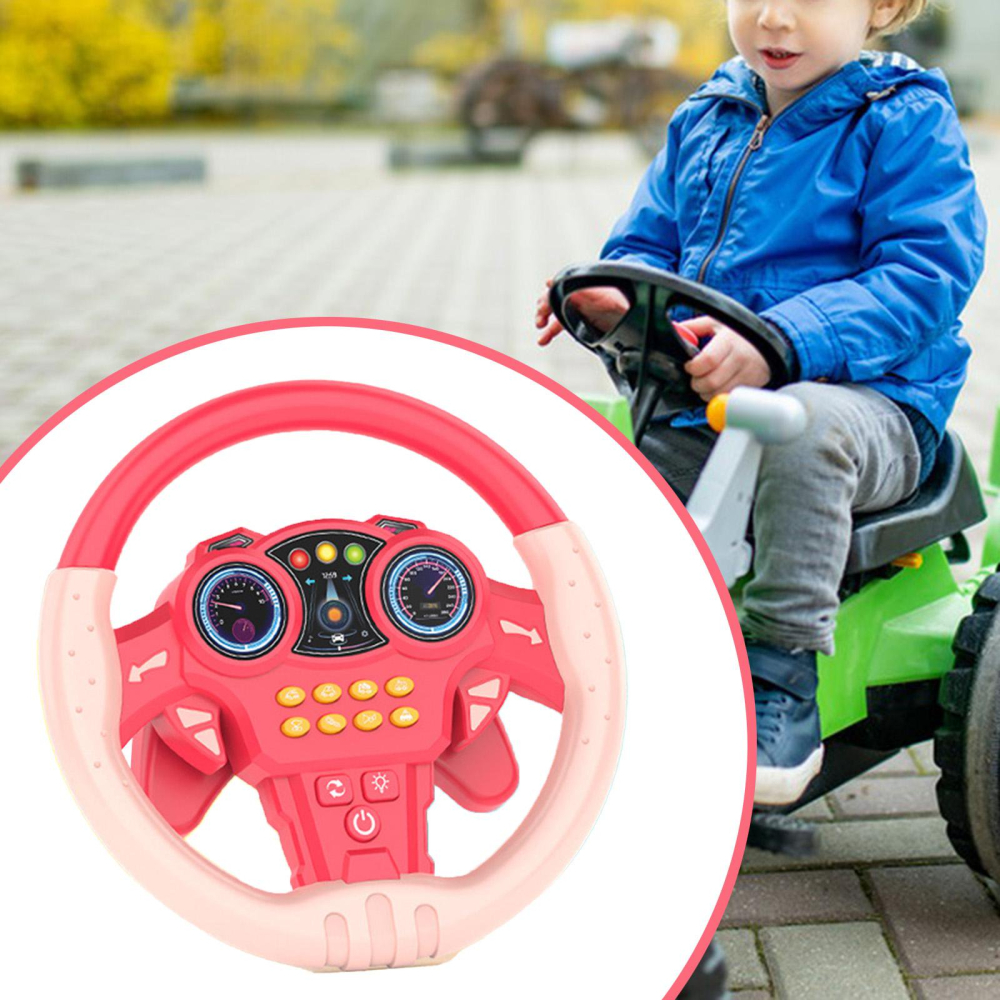 Volan Simulator de Condus pentru Fetite, Interactiv cu Suport Ventuze, Joc Educativ si Durabil , Sunete si Lumini, Rotire 360 Grade - Roz [5]