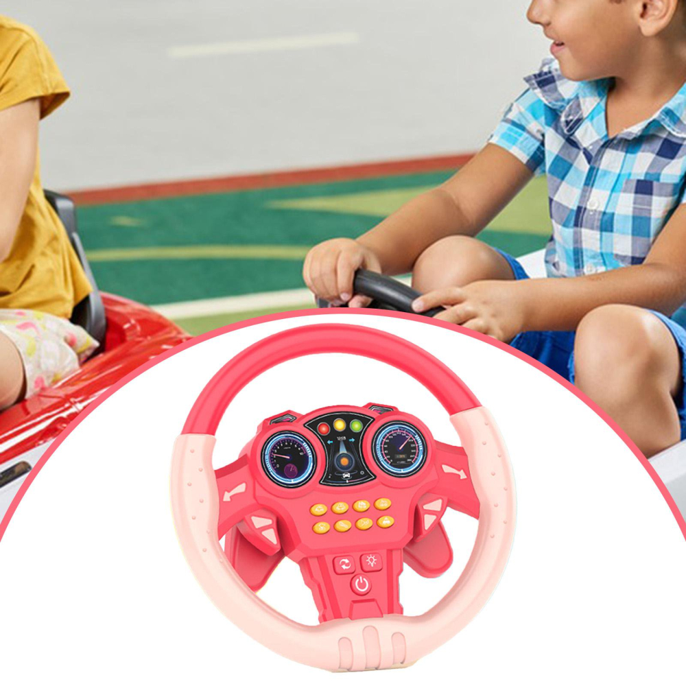 Volan Simulator de Condus pentru Fetite, Interactiv cu Suport Ventuze, Joc Educativ si Durabil , Sunete si Lumini, Rotire 360 Grade - Roz [6]