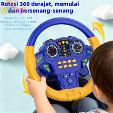 Volan Simulator de Condus pentru Copii , Interactiv cu Suport  Ventuze,  Joc  Educativ si Durabil ,  Sunete si Lumini, Rotire 360 Grade, Albastru  cu Galben [2]