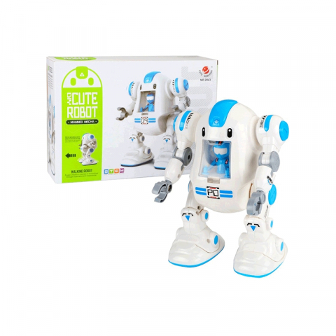 Roboti de jucarie - Set Educativ de Constructii -  Roboțel cu Funcții Electrice de mers și funcție de mișcare circulară a brațelor în sus și în jos