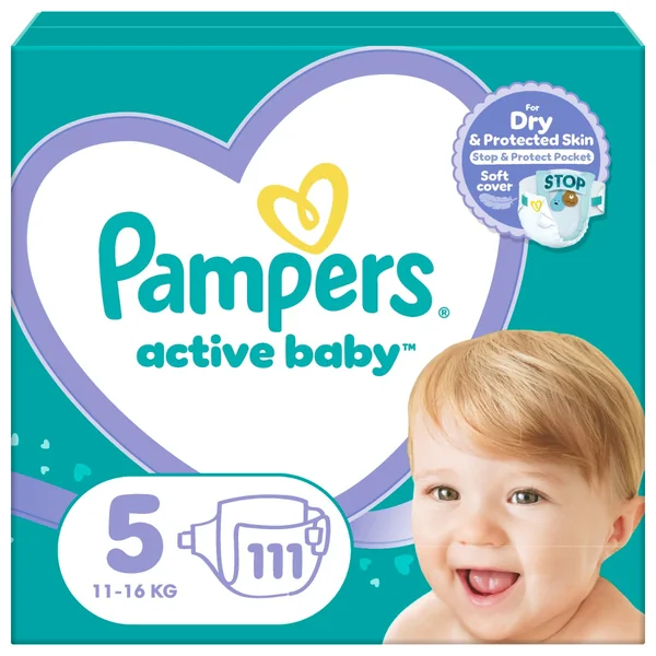 Scutece PAMPERS  Active Baby Mega Box Marimea 5 pentru 11 -16 kg, 111 bucati / Bax [1]