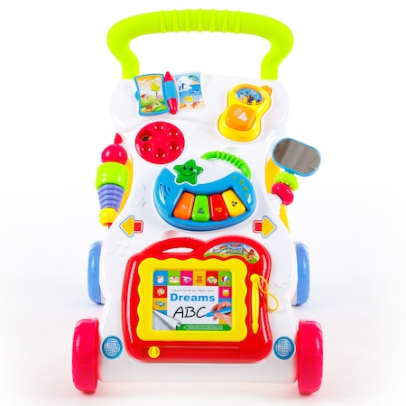 Antepremergator Baby First Step, Jucarii detasabile, tabla de scris, telefon, pian, toate detasabile, lumini si sunete, 45 cm inaltime  interactiv [9]