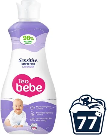 Detergenti pentru Rufe Copii - Balsam de Rufe  pentru Copii , Teo Bebe Cotton Soft Lavender, Formula Concentrata, Hipoalergenic, 1.7 l, 68 spalari