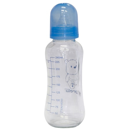 Biberoane, tetine si accesorii - Biberon din sticla cu capac, Lorelli, 0 luni+, 240 ml, Blue