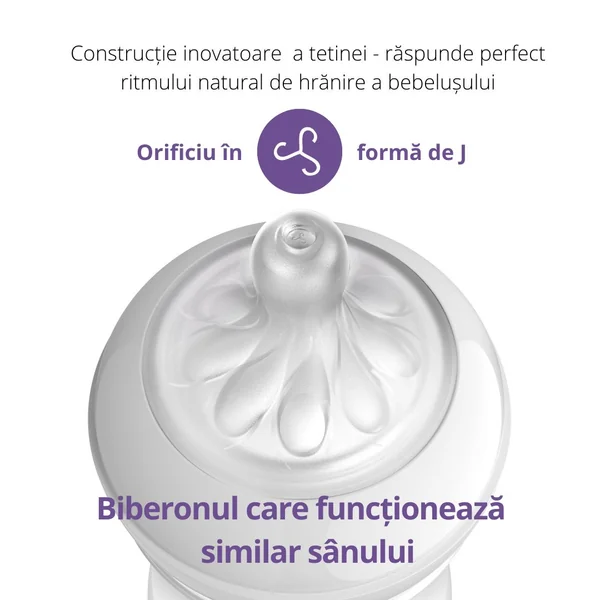 Biberon Mare pentru Bebelusi Philips Avent Natural Response , 260 ML, Tetina Reactiva care functioneaza ca Sanul Mamei, Debit 3, Tetina fara scurgeri, +1 luni, Fara BPA, Usor de Curatat [2]