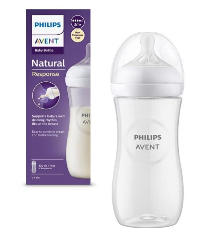 Articole hranire bebelusi - Biberon Mare pentru Bebelusi  Philips Avent Natural Response , 330  ML, Tetina  Reactiva care functioneaza ca Sanul Mamei, Debit Rapid, Tetina fara scurgeri, +3 luni, Fara BPA, Usor de Curatat