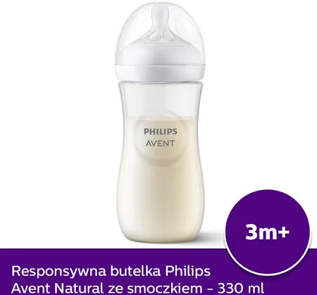 Biberon Mare pentru Bebelusi  Philips Avent Natural Response , 330  ML, Tetina  Reactiva care functioneaza ca Sanul Mamei, Debit Rapid, Tetina fara scurgeri, +3 luni, Fara BPA, Usor de Curatat [8]