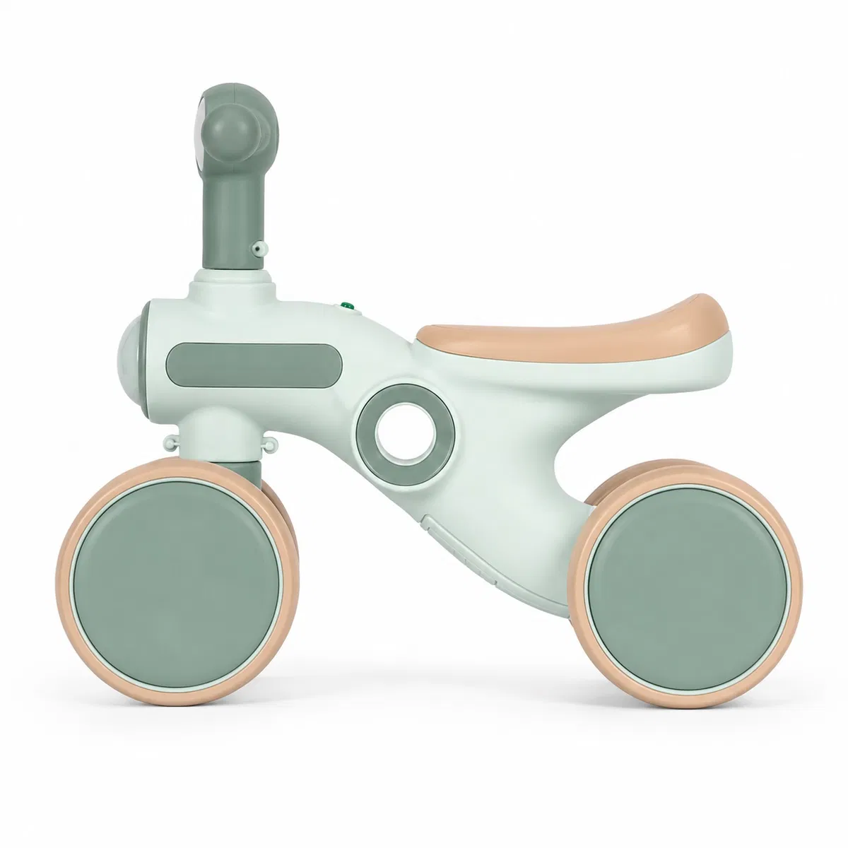 Bicicletă  cu 4 Roti fără Pedale ,Roti Silentioase Anti-Alunecare, Ghidon cu Rotire limitată la 135°,  Far Frontal Luminos, Sezut Ergonomic , Lumini Led Laterale si Muzică  pentru Copii 1 – 3 ani - Verde [8]