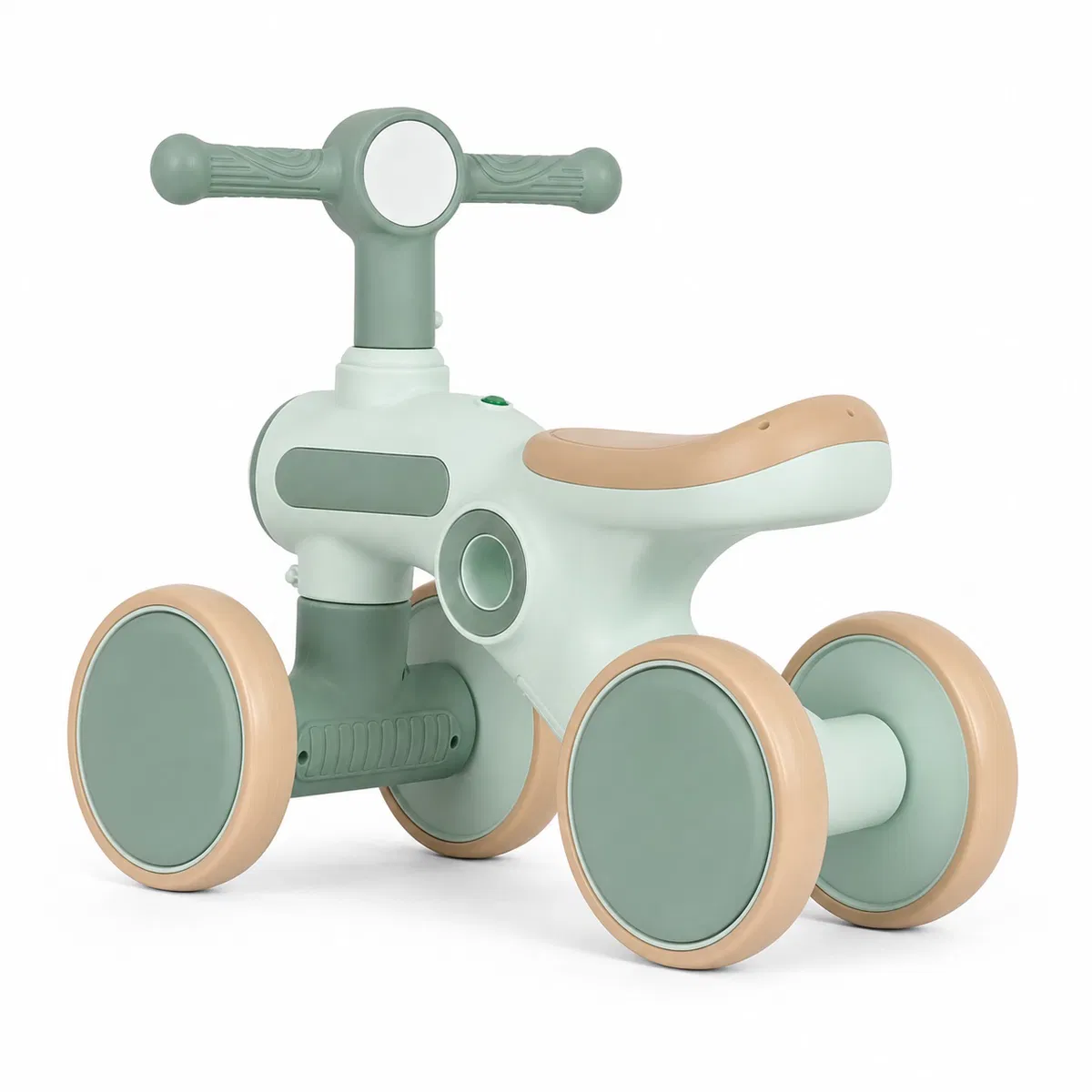 Bicicletă  cu 4 Roti fără Pedale ,Roti Silentioase Anti-Alunecare, Ghidon cu Rotire limitată la 135°,  Far Frontal Luminos, Sezut Ergonomic , Lumini Led Laterale si Muzică  pentru Copii 1 – 3 ani - Verde [5]
