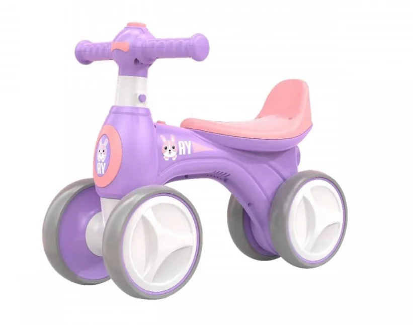 Spatii de joaca si accesorii - Bicicleta fara pedale Balance Bike, copii 1-3 ani, 4 roti spuma EVA, Scaun Ergonomic, Ghidon Reglabil, Mov/ROZ