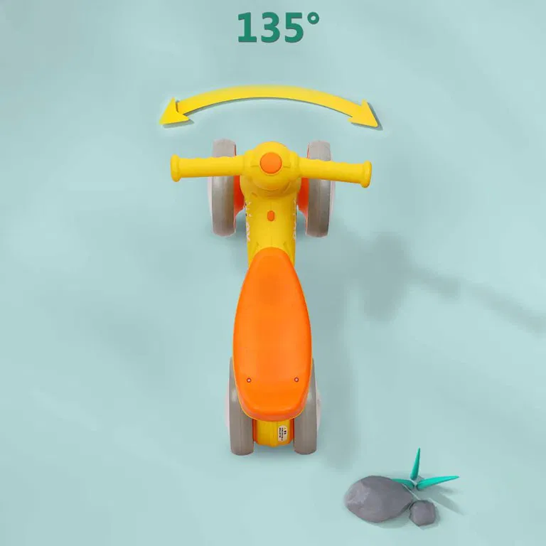 Bicicleta fara Pedale Ride-On Balance Bike pentru Copii  cu 4 Roti Silentioase, Muzica , Lumini si Baloane de Sapun -  Galben Multicolor [5]