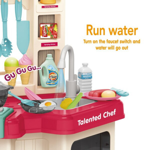 Bucatarie Master Chef  pentru Copii, 67 Piese , cu Cuptor si Microunde, Chiuveta cu Apa la Robinet, Generator de Abur, Sunete si Lumini, 79 cm Inaltime, Numeroase Accesorii pentru Gatit, Roz [4]
