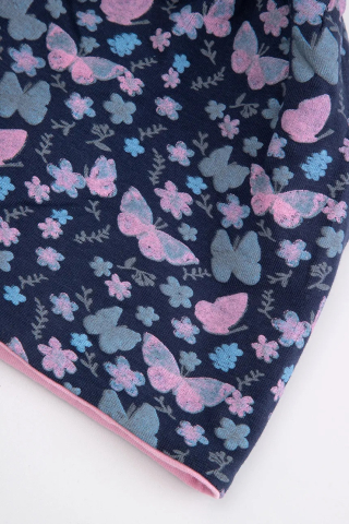 Caciula de Tranzitie Reversibila  Model Fluturas  din Material Tricotat Subtire si Elastic pentru Fetite ,  Sezon Primavara - Vara- Toamna , Multicolor [2]