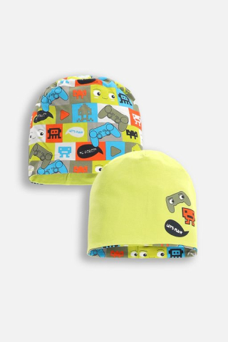Caciuli Copii - Caciula de Tranzitie Reversibila din  Material Tricotat Subtire si Elastic pentru Copii  Let's Play Minecraft,  Sezon Primavara - Vara- Toamna , Multicolor