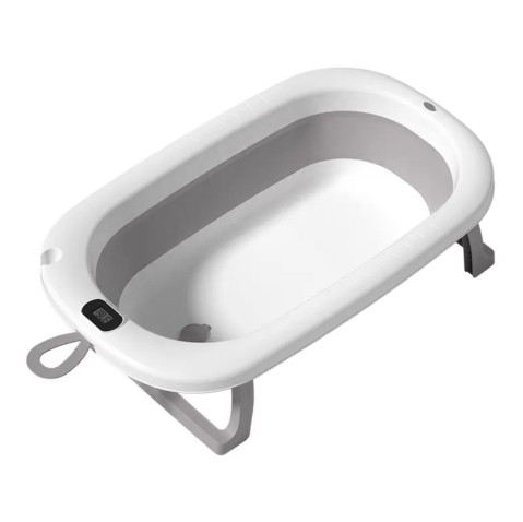 Cadite bebe si accesorii baie - Cadita Pliabila pentru Bebelusi  cu Termometru Digital , Dop de Scurgere, Picioare Anti Alunecare Design Ergonomic -  Gri cu Alb