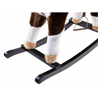 Calut Balansoar Muzical  Platforma din lemn, Sunete de Galop, Plus Moale Catifelat , 70x73x28 cm, Alimentare pe baza de baterii,, Maro Inchis [4]